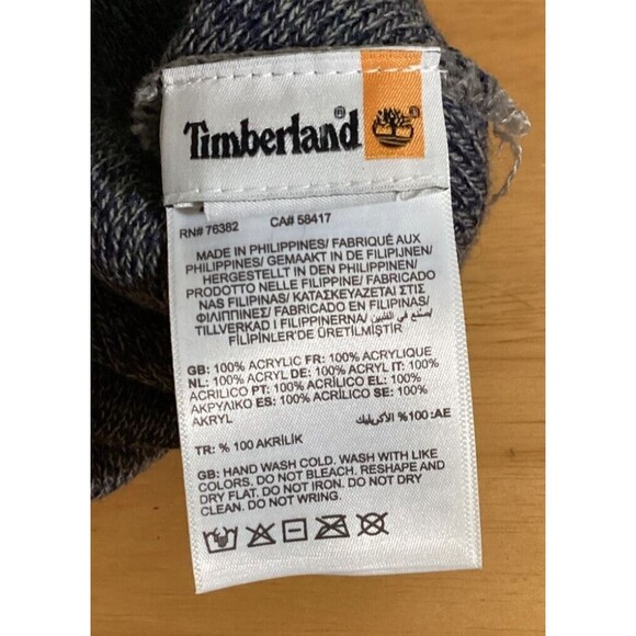 Timberland Men's Blue & Gray Marled Cuffed Knit Beanie Hat One Size Fits Most - Picture 6 of 6